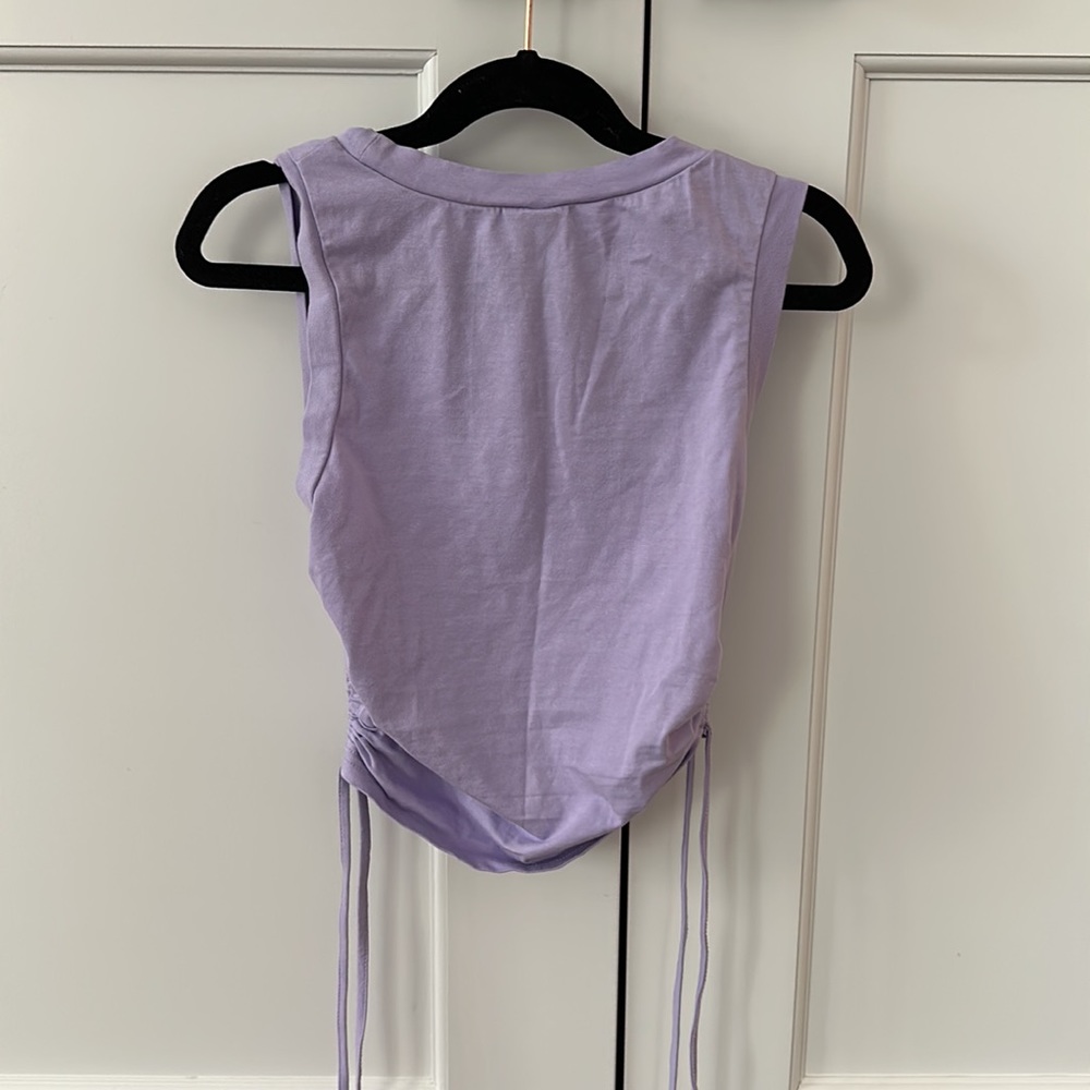 Purple Drawstring Ruched Side Tank Top - Picture 3 of 5